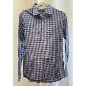 Michael Kors Men’s Size S Classic Fit Gray Brown Checked Button Down Shirt